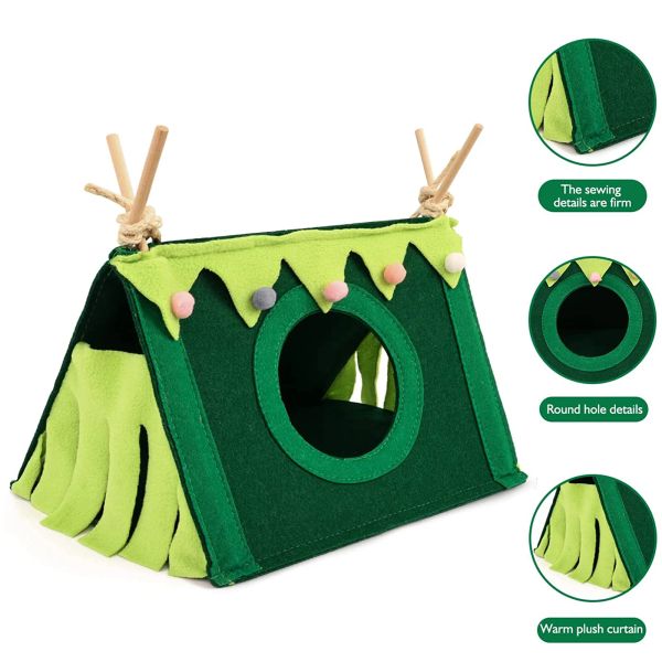 Gaiolas bonito portátil hamster tendas verdes pequenos animais esconderijo chinchila coelho tenda casa grande tamanho cobaias ninhos 28 * 19.5 * 17cm