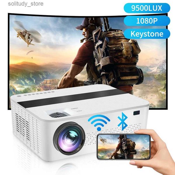 Altri accessori per proiettori YERSIDA Proiettore H6 Full HD 1080P 4K Supporta 3D Android 5G WIFI Proiettore Sincronizzazione Telefono 9500 lumen Video Home Theater LCD Q240322