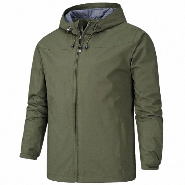 Giacca da uomo bomber da esterno impermeabile giacca a vento casual maschile cappotto con cappuccio da uomo tattico verde militare abbigliamento viaggio escursionismo cappotto C8KD #