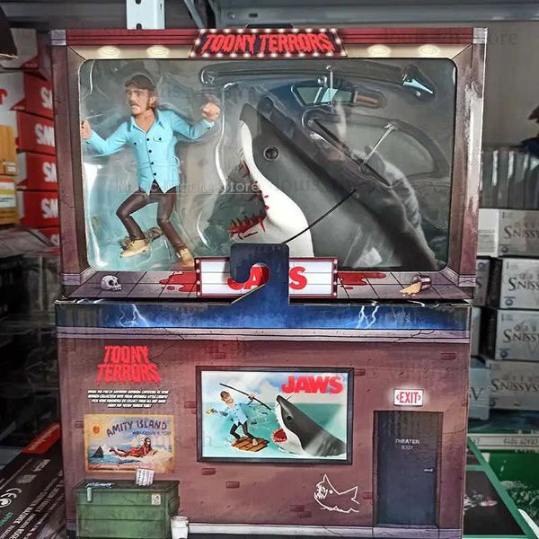 Action Figure Toy Neca Jaws Toony Terrors Jaws e Quint Action Figure Shark Cosplay Anime Modello da collezione Giocattoli Bambole per regali di Natale T240325