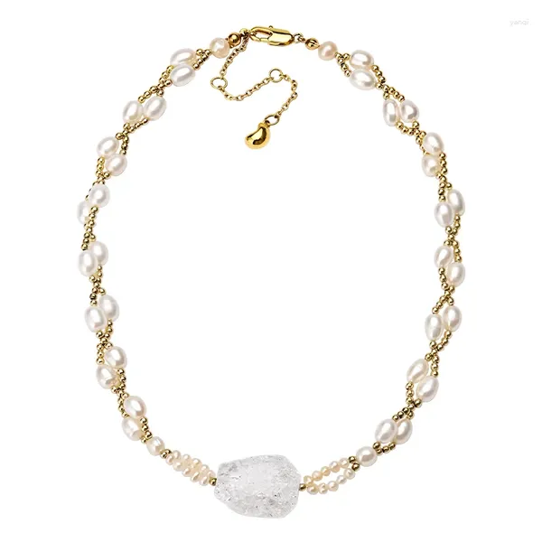 Anhänger Süßwasser Perle Twisted Chain Choker Halsketten Für Frauen Gold Farbe Chunky Halskette Mode Schmuck OEM