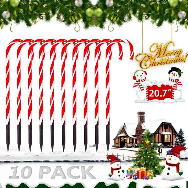 Decoração um para dez plug-in luzes de cana branco quente material ps natal doces cana luzes led jardim ao ar livre decorações do gramado