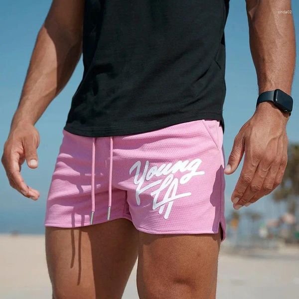 Calças masculinas verão shorts estilo americano na moda esportes casual secagem rápida respirável treinamento fitness basquete para homem