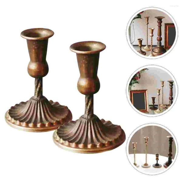 Castiçais 2 Pcs Delicada Base Single-Head Candlestick Tablet Stand Ferro Simples