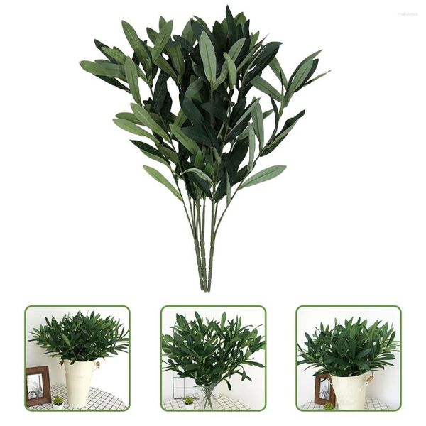 Flores decorativas folha de oliveira artificial folhas de plantas falsas plantas de casamento adornam ornamentos verdes decoração falsa eucalipto