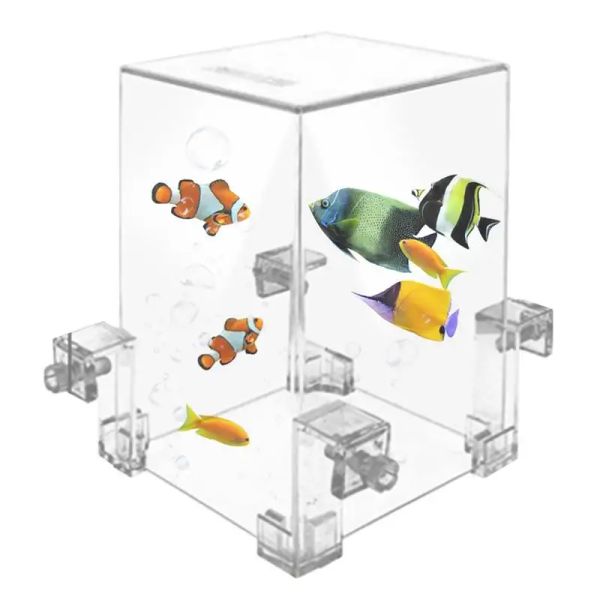 Аквариум, 1 комплект, аквариумная вакуумная башня для рыб над водой с защелками, украшение для аквариума, небольшой акриловый вакуумный аквариум