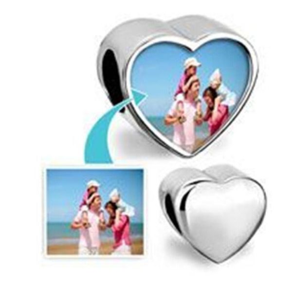 Ciondoli europei personalizzati con cursore in metallo con foto a forma di cuore vuoto personalizzato senza foto Bracciale Chamilia Biagi1861511