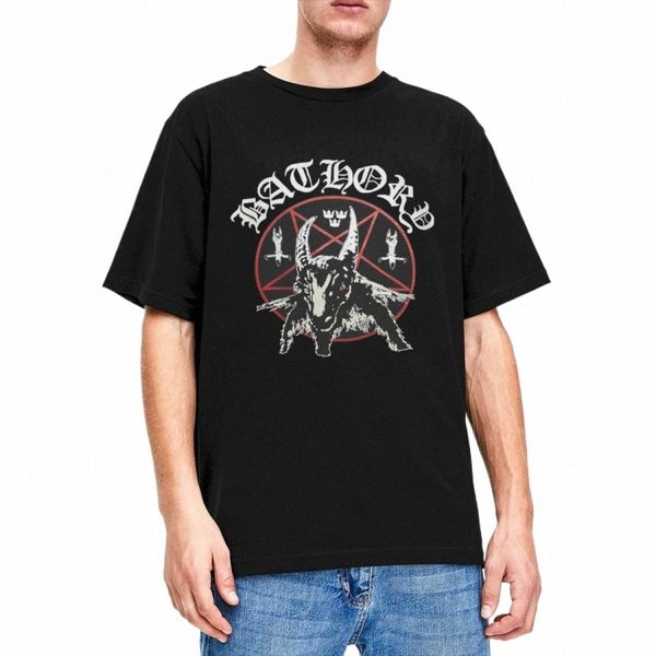 Erkekler Kadın Batory Siyah Metal Band T Shirt Mak Vintage Saf Pamuk Giyim Sokak Giyim Kısa Kollu Yuvarlak Yuvarlak Tee Tees Gömlek G4C9#