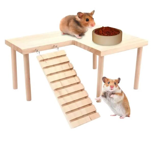 Spielzeug Hamster Käfig Plattform Chinchilla Bühne Hamster Spiel Holz Plattform Mit Leiter Holz Schritte Für Kleine Tiere Pet Supplies