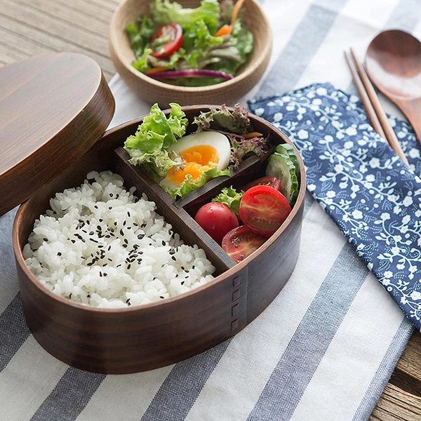 Bento-Box, doppelschichtig, für Mittagessen, Holzstil, für Studenten und Erwachsene, japanisches Geschirr, Sushi-Reisschüssel, tragbarer Picknick-Lebensmittelbehälter 240312