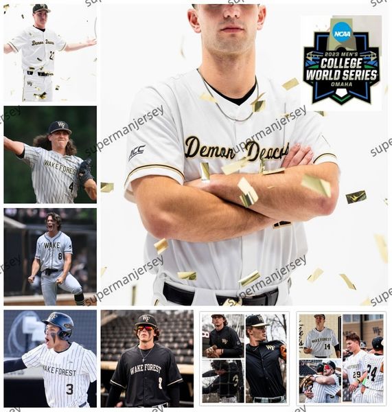 2024 CWS Wake Forest Demon Deacons Jersey de beisebol Gavin Sheets 43 Griffin Roberts 4 Stuart Fairchild 23 Josh Hartle Custom Stitched Wake Forest Jerseys