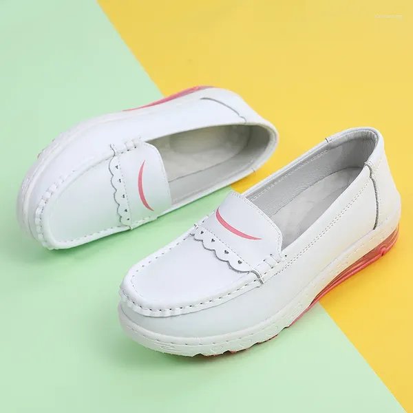 Scarpe casual Little White Female Autumn All-match Mocassini con cuscino con suola spessa Suola morbida Traspirante Comodo piatto