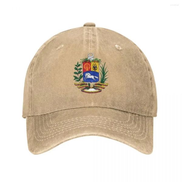 Бейсбольные кепки Герб Венесуэлы Бейсбольная кепка Повседневная рваная джинсовая кепка Венесуэльского солнца Стиль унисекс Для активного отдыха Шапки