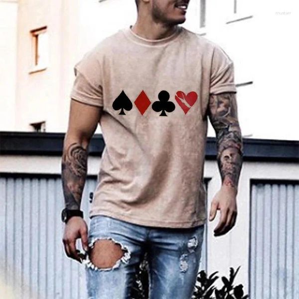T-shirt da uomo 2024 manica corta oversize per uomo moda streetwear poker stampato abbigliamento estivo t-shirt da uomo slim a maniche corte