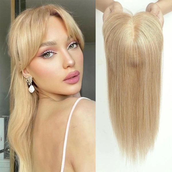 Topper 100% Remy Human Hair Topper mit Pony Blonde Haarstücke