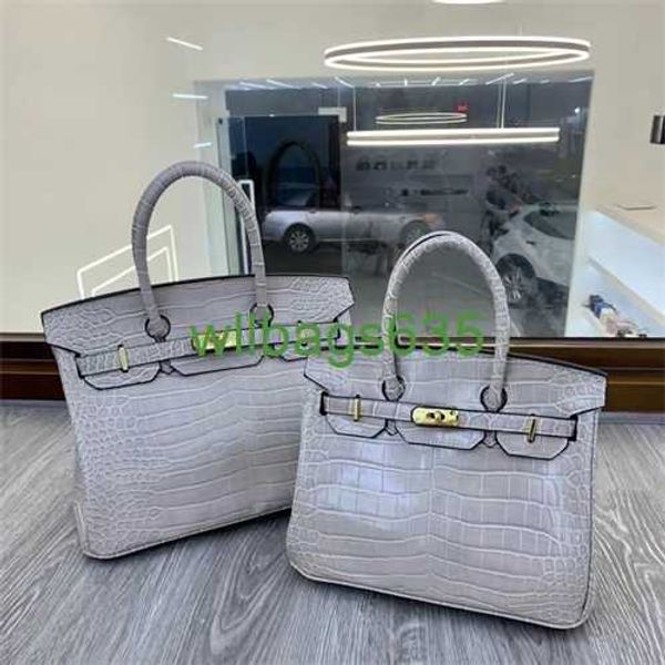 Bolsas de crocodilo bk confiando bolsa de luxo geleira geleira crocodilo cinza padrão platinum saco boneca de boneca diy europeu e americano chowide grande ca tem logotipo hb86