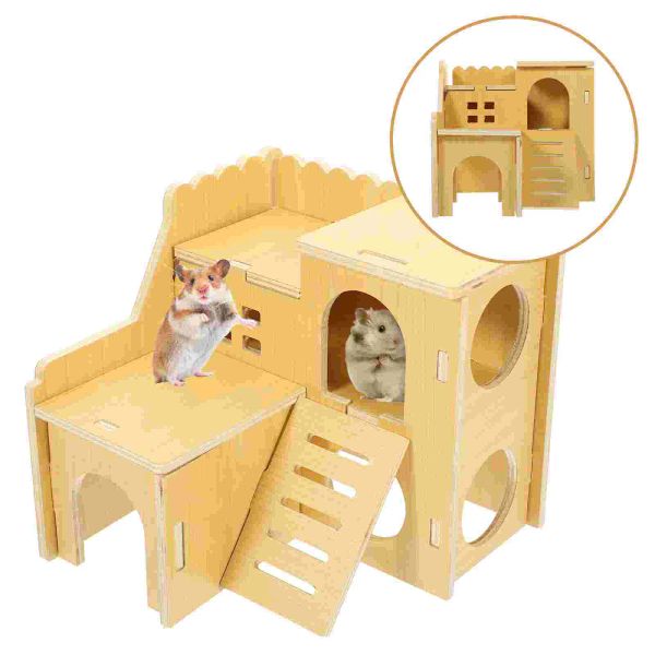 Клетки Домик для хомяка Деревянные игрушки Клетка для домашних животных Мини-гнездо Спальный домик Летнее укрытие