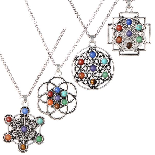 Ожерелья с подвесками, тибетский серебряный кулон, ожерелье с деревом жизни, кулон с духом йоги, ожерелье с цветным камнем, популярные ювелирные изделия