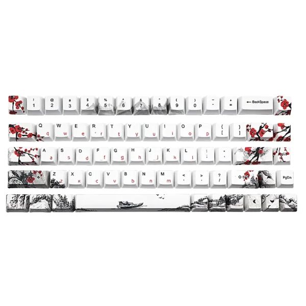 Tastatur-Maus-Kombinationen Zubehör Lx9B 68 Tasten Keycap Wangjiang Plum Blossom Dye Sublimation OEM-Profil mechanisch für K6 Ifg68 Drop Ot7Sz