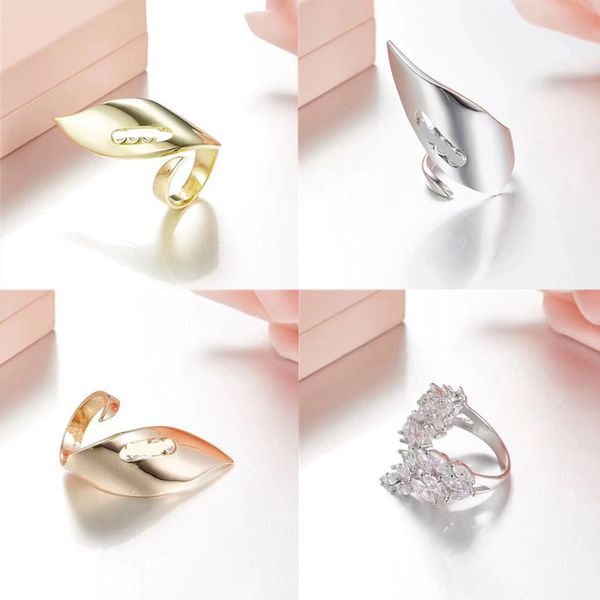 Serie M alla moda e romantica dal design personalizzato classico anello scorrevole in oro rosa con tre diamanti gioielli da donna festa nuziale regalo per amante di lusso