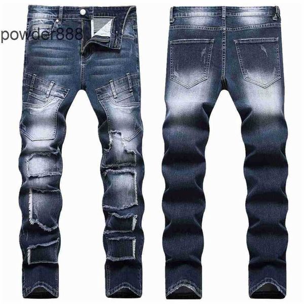 2024 neue Gerade Bein für Männer Designer Hip Hop Mode Herren Hosen Jeans Top Qualität Lila Motorrad Coole Denim Hose JJUF