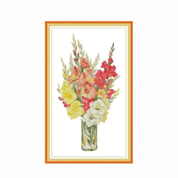 Stoff Joy Sunday Cross Gladiolus Zählte Baumwolle 14ct 11ct Leinwand Druck DIY DMC Stempelgestempelte Stickkits Home Decor Nadelwork