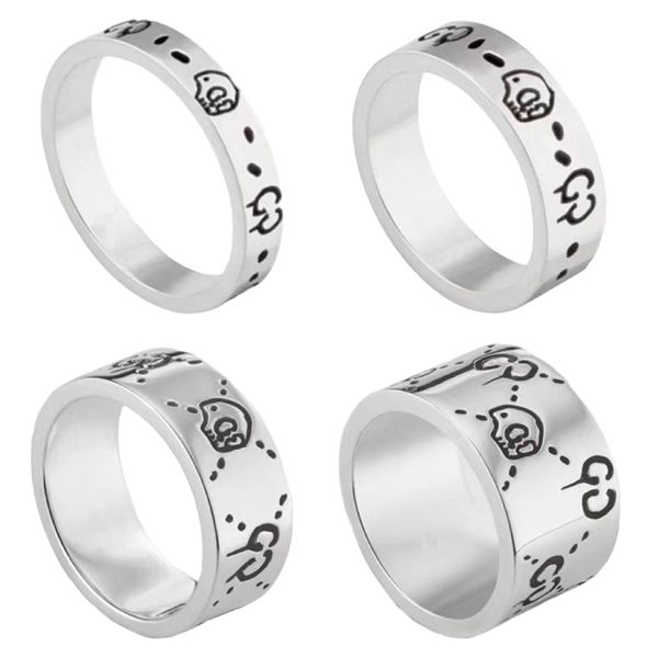 Novo designer de moda casal anéis amor casamento luxo noivado bijoux crânio vintage 925 anel de prata esterlina alta versão para mulheres homens frete grátis atacado