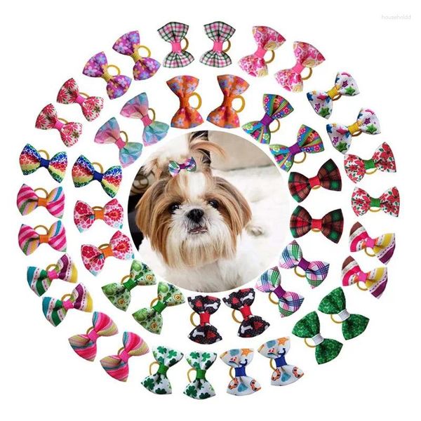 Abbigliamento per cani 20pcs Bows Wows Mix Color Cat Hair Pog Accessori Pog Elastico Fornitore PET