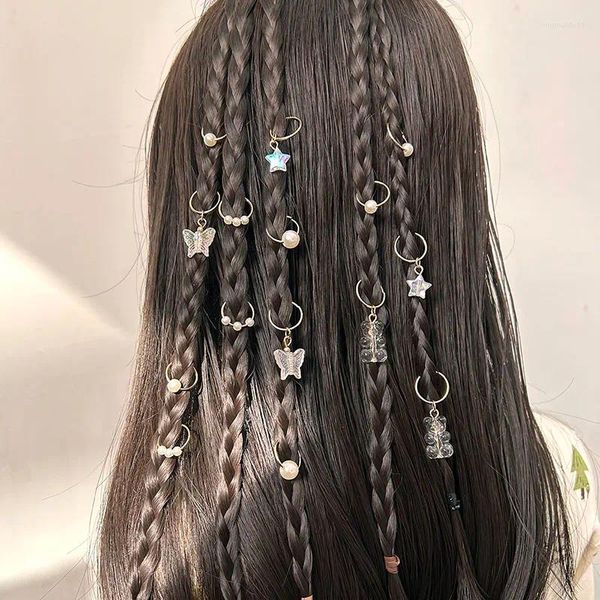 Accessori per capelli 14 pezzi Dreadlocks Anelli Simpatico orso Perla Clip Trecce Ciondoli Perline sporche Forcina Copricapo Donna