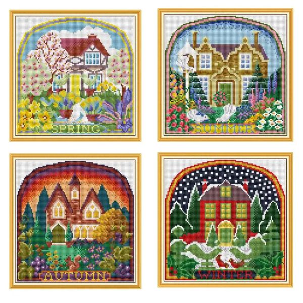 Стичка Four Seasons Cottage 5d Diy Diamond Painting