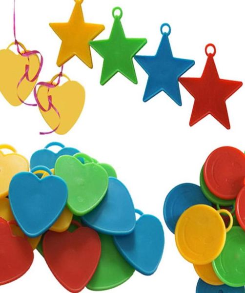 Pesi per palloncini Pendenti con palloncini a elio Decorazione di nozze Forniture per feste di compleanno Opzioni di forma del cerchio del cuore della stella 50 pezzi lotto who7427968