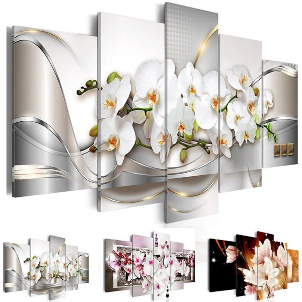 Stich 5D Diamant Malerei 5 Stück Orchideen Blume Stickerei Mosaik DIY Handarbeiten Geschenk Exquisite Hintergrund Poster Wohnzimmer Dekor