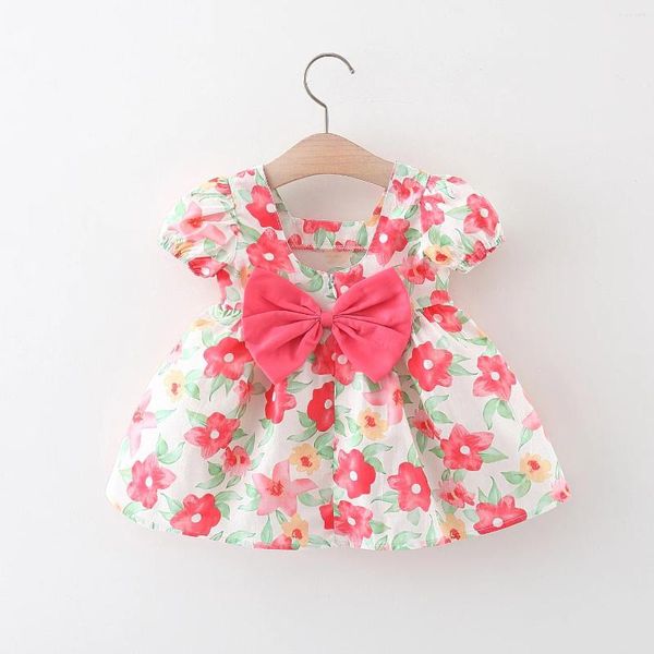 Mädchenkleider Sommergeborenes Babykleid Bogenabdruck für Mädchenkleidung 1 Jahr Geburtstagsfeier Prinzessin Kleinkind Kleidung