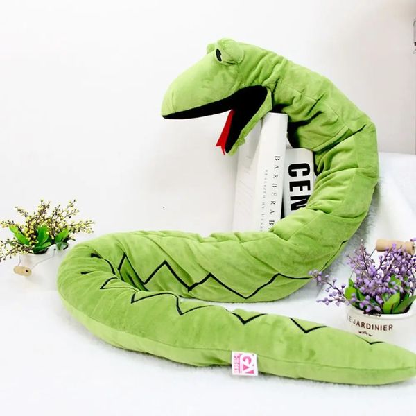 Cobra realista mão fantoche cobra verde pelúcia coisas cobra python bonecas boca móvel 150cm/59.06 polegada mão fantoche brinquedos meninas 240321