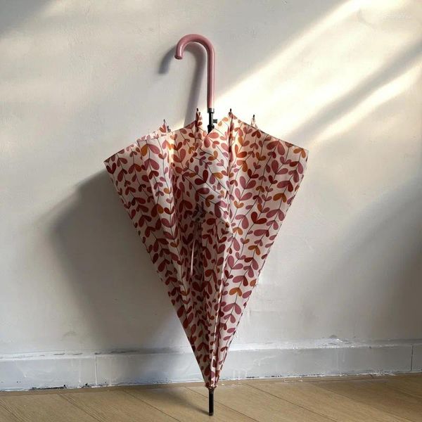 Şemsiye Girly Pembe Sanat Şemsiye Tasarımcı Estetik Kawaii Uzun Sap Hafif Yağmur Pogerçiliği Paraguas de Lluvia Dişli