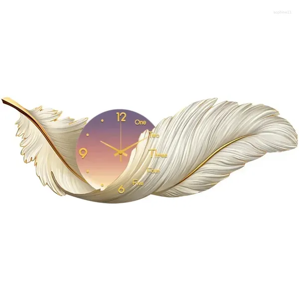 Настенные часы с перьями, украшение для гостиной, роскошный светодиодный современный дизайн, большой домашний декор, немые цифровые часы Renoj De Pare
