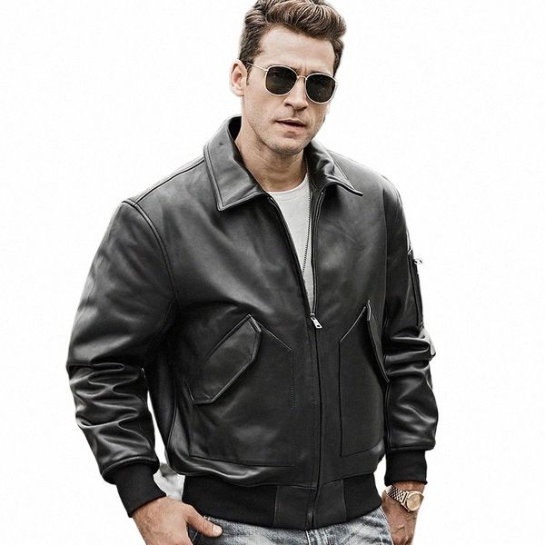 Geschmack 2018 Herren Echtlederjacke Bomber Lammfell Winter Warm Air Force Leder Fliegermantel O3wt #