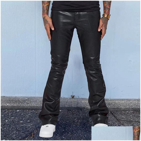 Männer Hosen Herren Mode Männer Pu-leder Vintage Slim Fit Gerade Hosen Frühling Herbst Lässige Streetwear Skinny Lange Hose Männlich Drop Dhprw