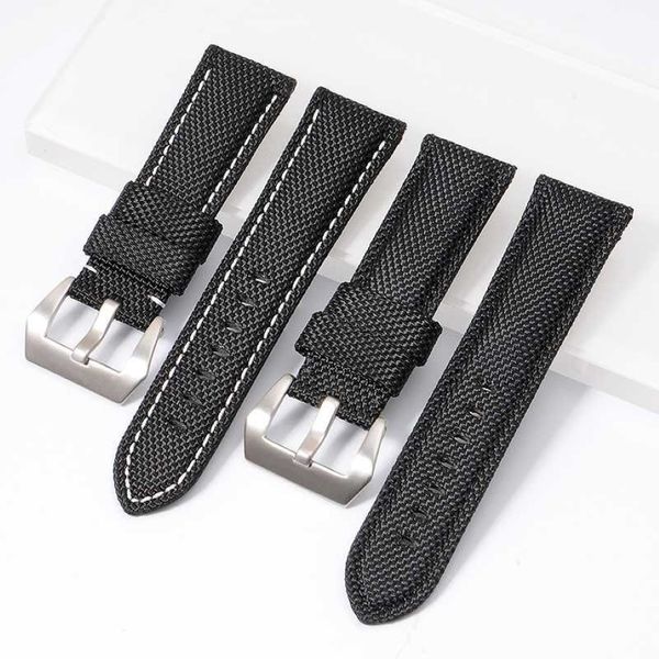 22mm 24mm 26mm Hohe Qualität Nylon Stoff Blau Schwarz Leinwand Uhrenarmbänder Für Pamerai Uhr Strap Band Männer der Armbanduhr Armband249H