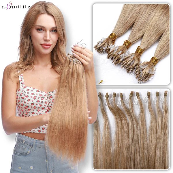 Extensões Snoilite 50pcs 1g Micro Loop Human Hair Extension