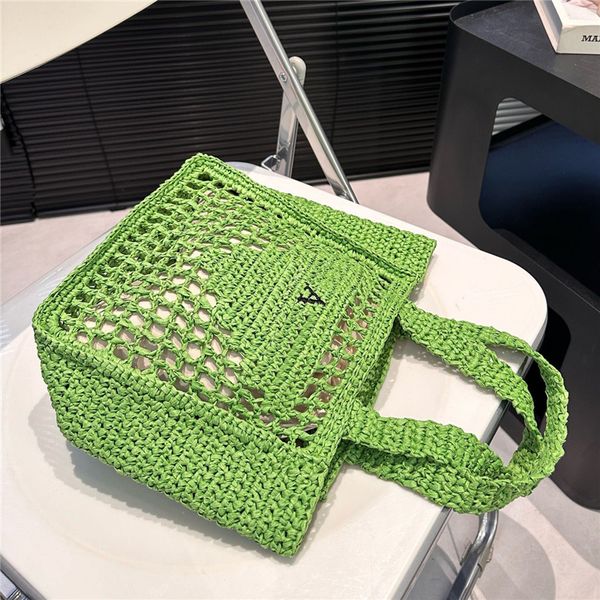 Borsa tote piccola Borsa firmata Borsa di paglia Borsa da spiaggia Maglia intrecciata per l'estate Borsa di paglia Borsa tessuta albicocca nera Borsa da vacanza Borsa per la spesa