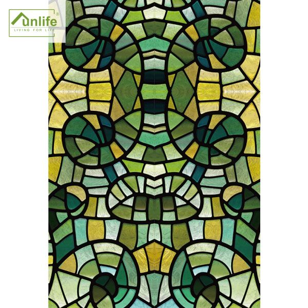 Pellicole Funlife Vetro verde Mosaico Adesivi decorativi per finestre Pellicola adesiva statica Decalcomanie da muro Adesivi per porte privacy impermeabili