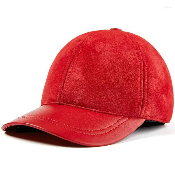 Cappellini da baseball H7599 Uomo Donna Berretto da baseball sottile in pelle di pecora Gioventù Vera pelle Cappello casual di mezza età Primavera Autunno Cappelli moda di alta qualità