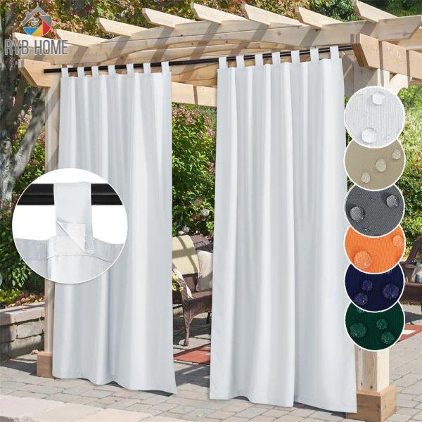 Tende RYB HOME 1pc Pannelli per tende da esterno impermeabili Tende oscuranti per patio Linguetta adesiva superiore per porta scorrevole Foyer Pergolato Lanai Personalizzato