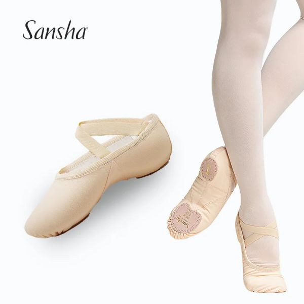 Sapatos Sansha Sapatos de balé adultos Sapatos de dança de balé profissional para meninas homens rosa/preto/branco/tan s62d