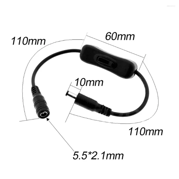 Controlador RGB de controle de casa inteligente com furo DC 12V fêmea macho cabo de alimentação 304 interruptor de linha 5V 24V para lâmpada de luz de tira LED