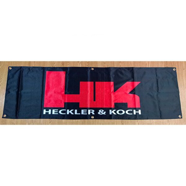 Aksesuarlar 130gsm 150D Malzeme Heckler Koch Gun HK Banner 1.5ft*5ft (45*150cm) Boyut Ev bayrağı kapalı açık dekor