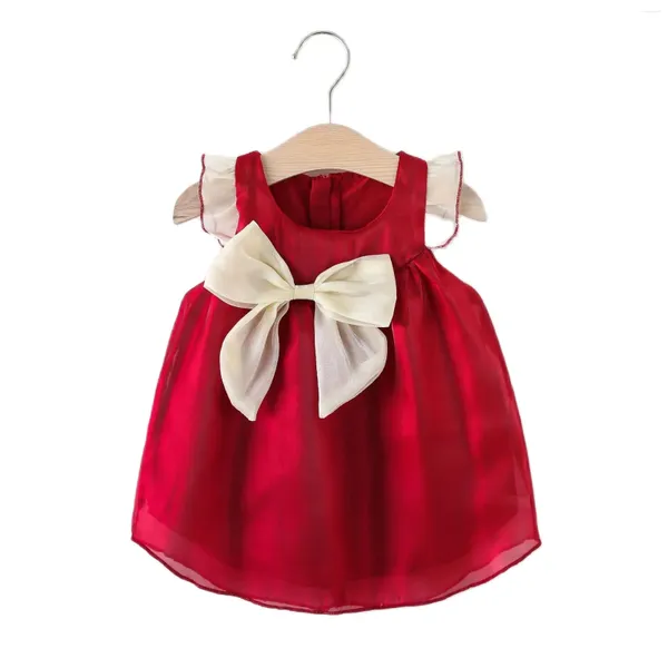 Mädchenkleider Sommergeborene Babys Kleider ärmellose Bugkleid für Säuglingsmädchen -Kleidung 1 Jahr Geburtstagsfeier Prinzessin