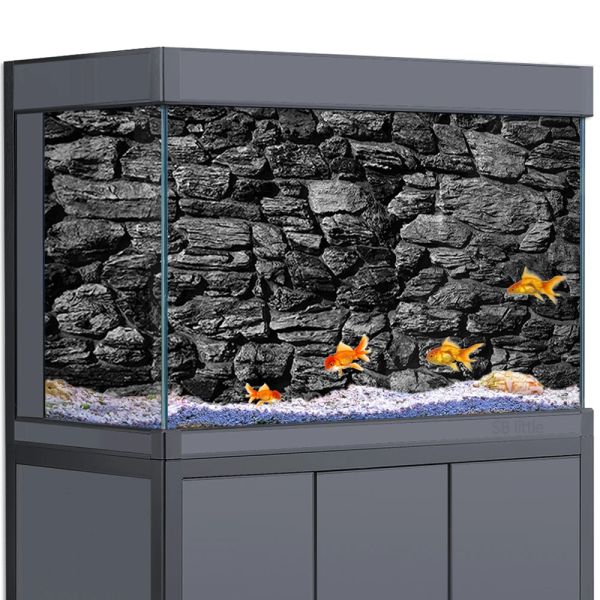 Acquari Sfondo per acquario 3D Marble Black Black Stone Rock Wall HD Wallpaper Fish Tank Reptile Habitat Terrari Decorazioni Pvc Landscap