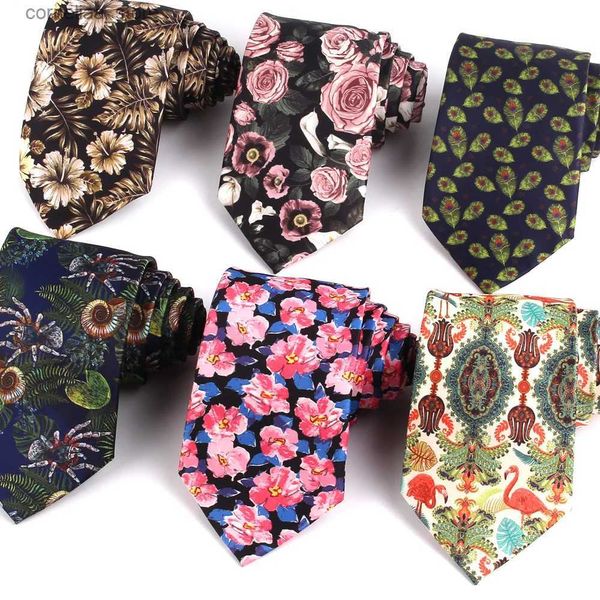 Gravatas de pescoço Gravatas florais para homens mulheres gravatas engraçadas impressas para festa de negócios casual terno gravatas estampadas gravata de casamento para presentes do noivo Y240325